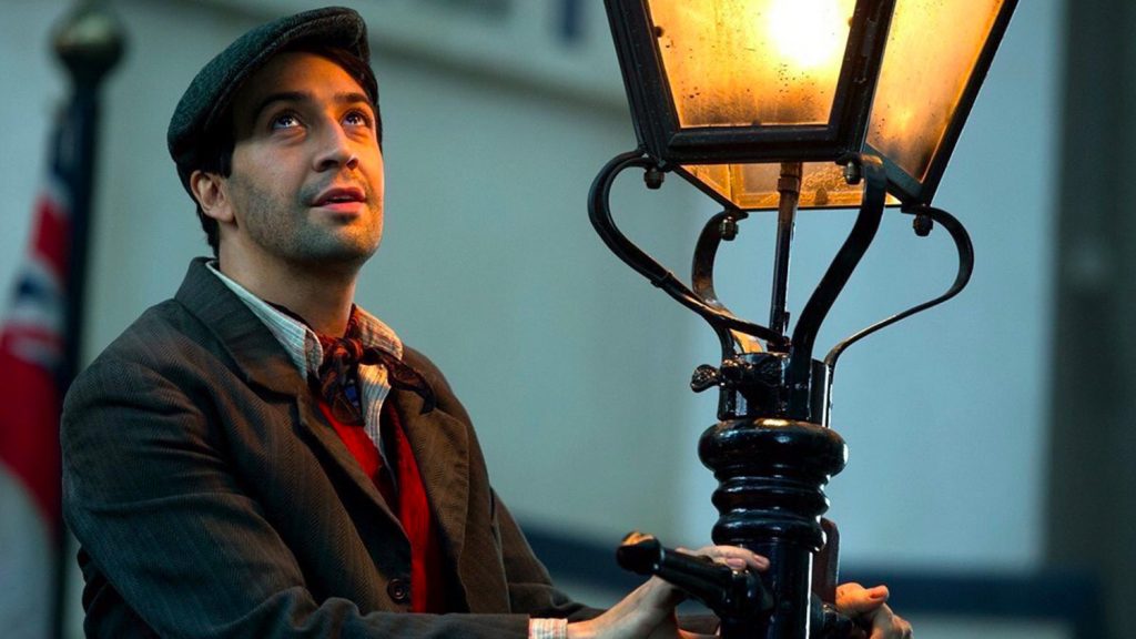Photo of Lin-Manuel Miranda as a Lamp lighter. 